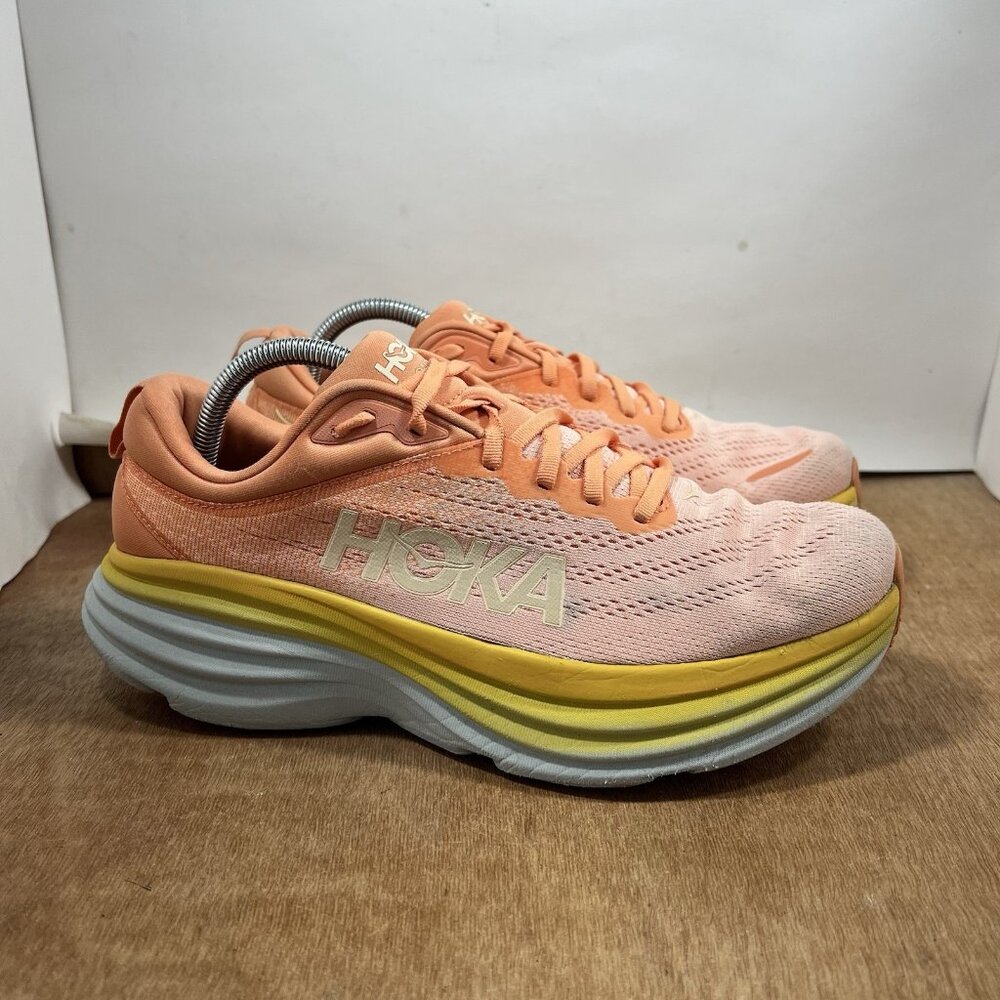 Hoka One One Bondi 8 Women Size 10.5 Orange  Running Shoes Sneakers